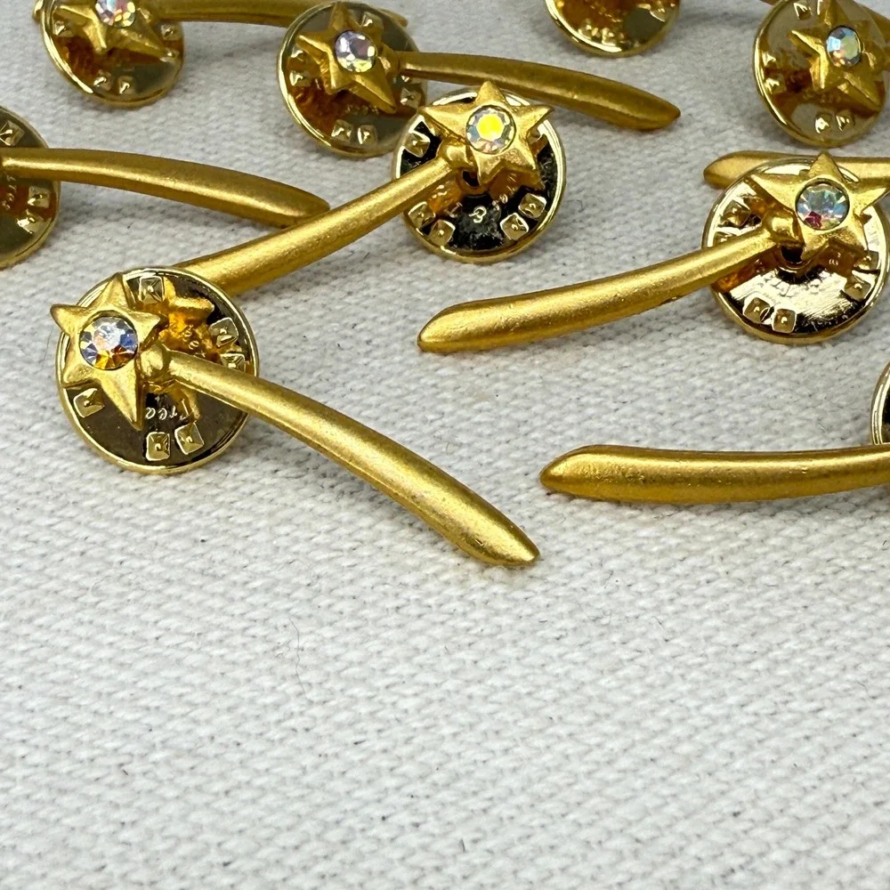 Set of 12 Shooting Star Crystal Lapel Pins Tie‎ Tacks Treasures & Trinkets